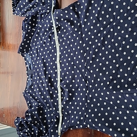 NWT navy and white polka dot maxi dress with long zipper in back - Picture 5 of 11